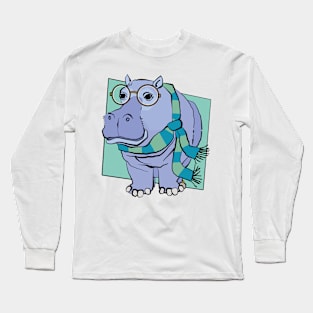 Hippo in Scarf Long Sleeve T-Shirt